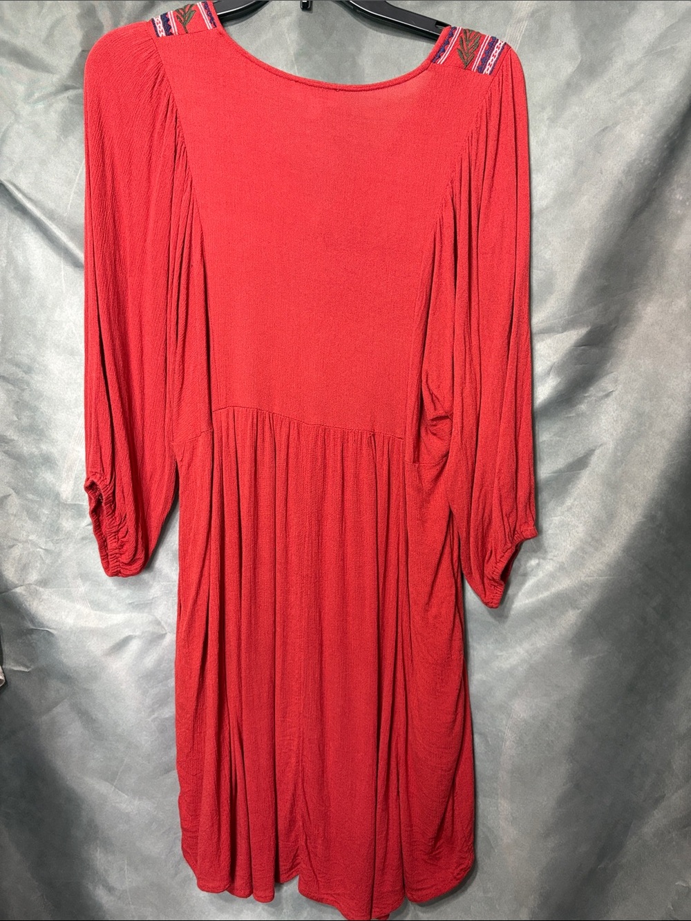 Umgee Red/Rusty Boho Embroidered High-Low Dress - Picture 5 of 6